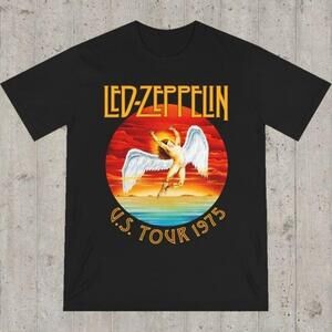 Led Zeppelin Us Tour 975 T Shirt Rock Band Fan Gift Retro Concert Tee